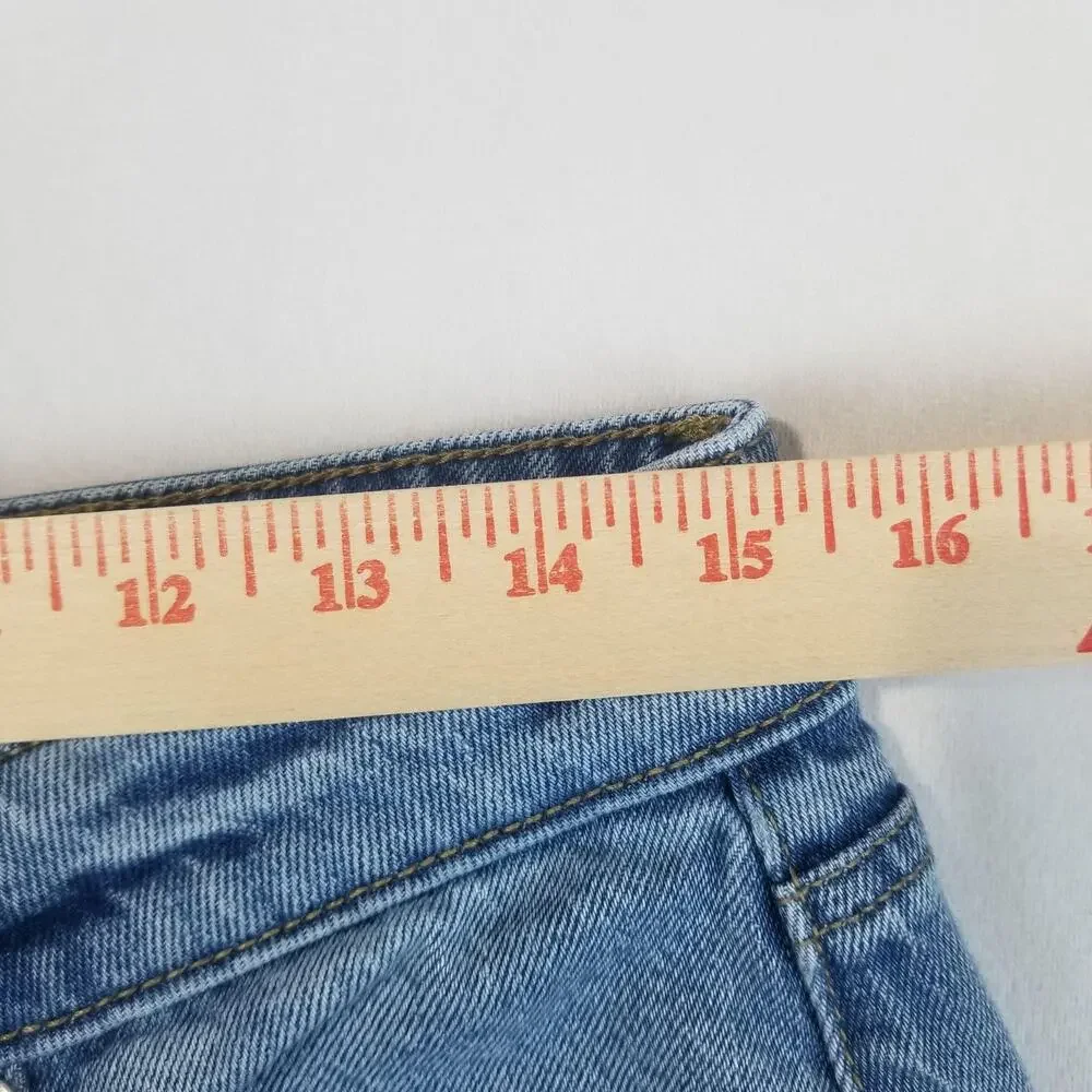 LOFT Jeans Womens 8 Light Wash Blue The Wide Leg Raw Hem Stretch Denim Zip Fly